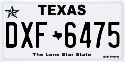 TX license plate DXF6475