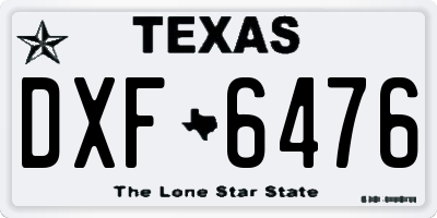 TX license plate DXF6476
