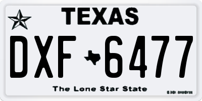 TX license plate DXF6477