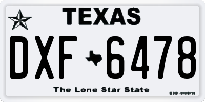 TX license plate DXF6478
