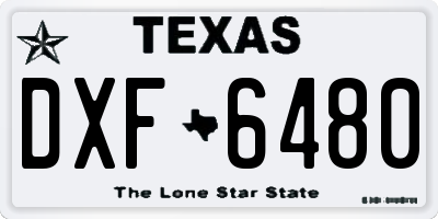 TX license plate DXF6480