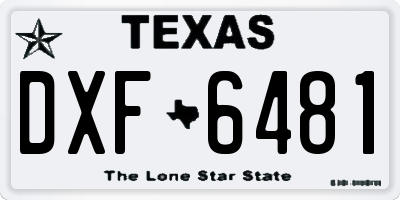 TX license plate DXF6481
