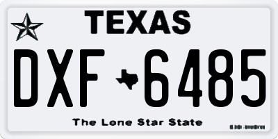 TX license plate DXF6485