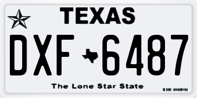 TX license plate DXF6487