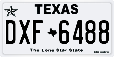 TX license plate DXF6488