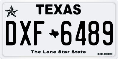 TX license plate DXF6489