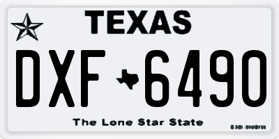 TX license plate DXF6490