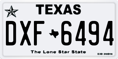 TX license plate DXF6494