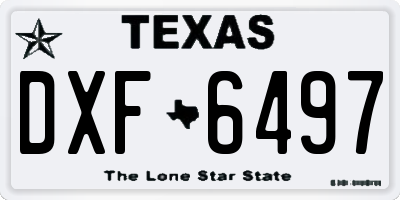 TX license plate DXF6497