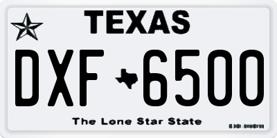 TX license plate DXF6500