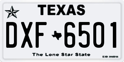 TX license plate DXF6501