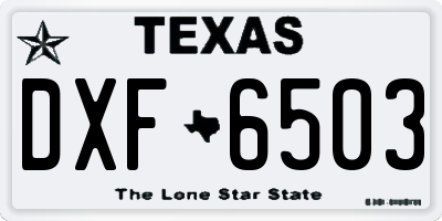 TX license plate DXF6503