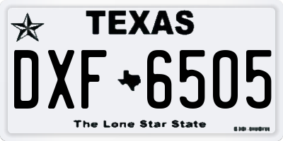TX license plate DXF6505
