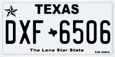 TX license plate DXF6506