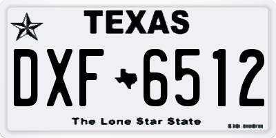 TX license plate DXF6512