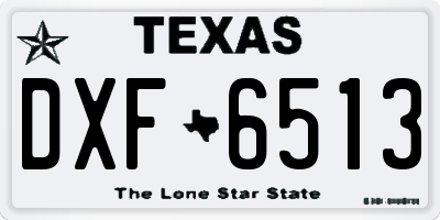 TX license plate DXF6513