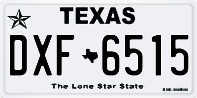 TX license plate DXF6515