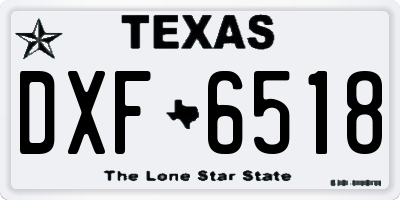 TX license plate DXF6518