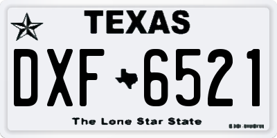TX license plate DXF6521