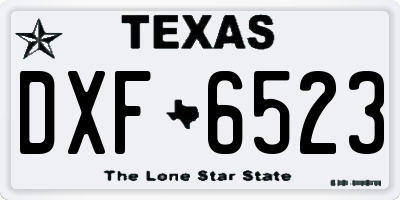 TX license plate DXF6523