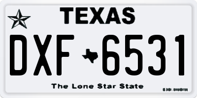 TX license plate DXF6531