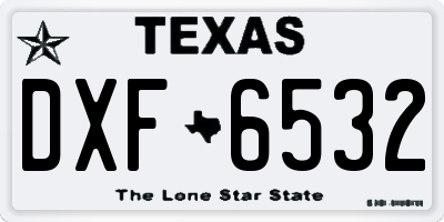 TX license plate DXF6532