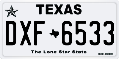 TX license plate DXF6533