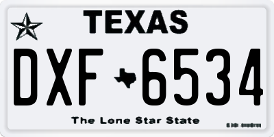 TX license plate DXF6534
