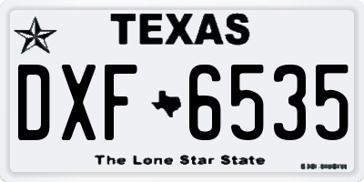 TX license plate DXF6535