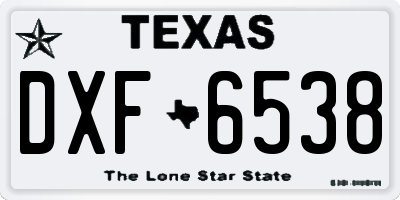 TX license plate DXF6538