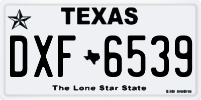 TX license plate DXF6539