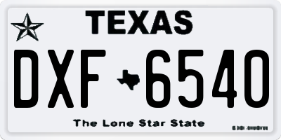 TX license plate DXF6540