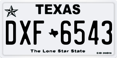 TX license plate DXF6543