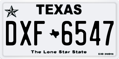 TX license plate DXF6547