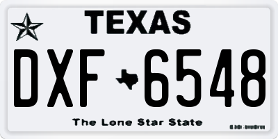 TX license plate DXF6548