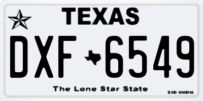 TX license plate DXF6549