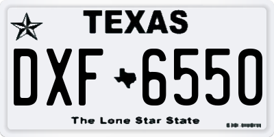 TX license plate DXF6550