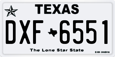TX license plate DXF6551