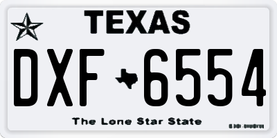 TX license plate DXF6554