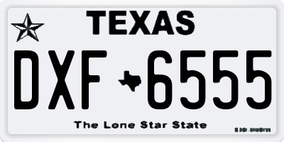 TX license plate DXF6555