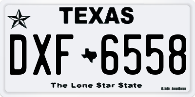 TX license plate DXF6558