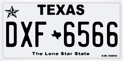 TX license plate DXF6566