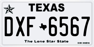 TX license plate DXF6567