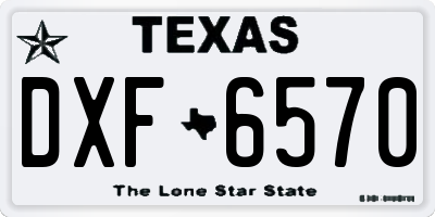 TX license plate DXF6570