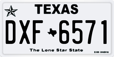 TX license plate DXF6571