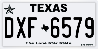 TX license plate DXF6579