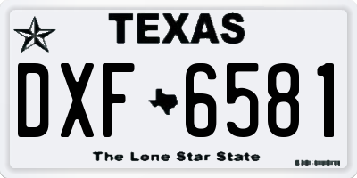 TX license plate DXF6581
