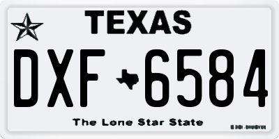 TX license plate DXF6584