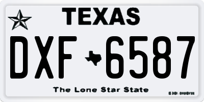 TX license plate DXF6587