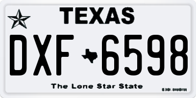 TX license plate DXF6598
